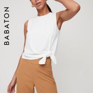 XXS/XS Aritzia Babaton Hopkins Blouse White Tie-Front Top